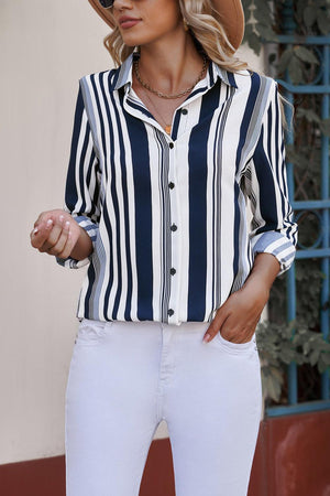 Impeccable Striped Collared Button-Down Shirt - MXSTUDIO.COM