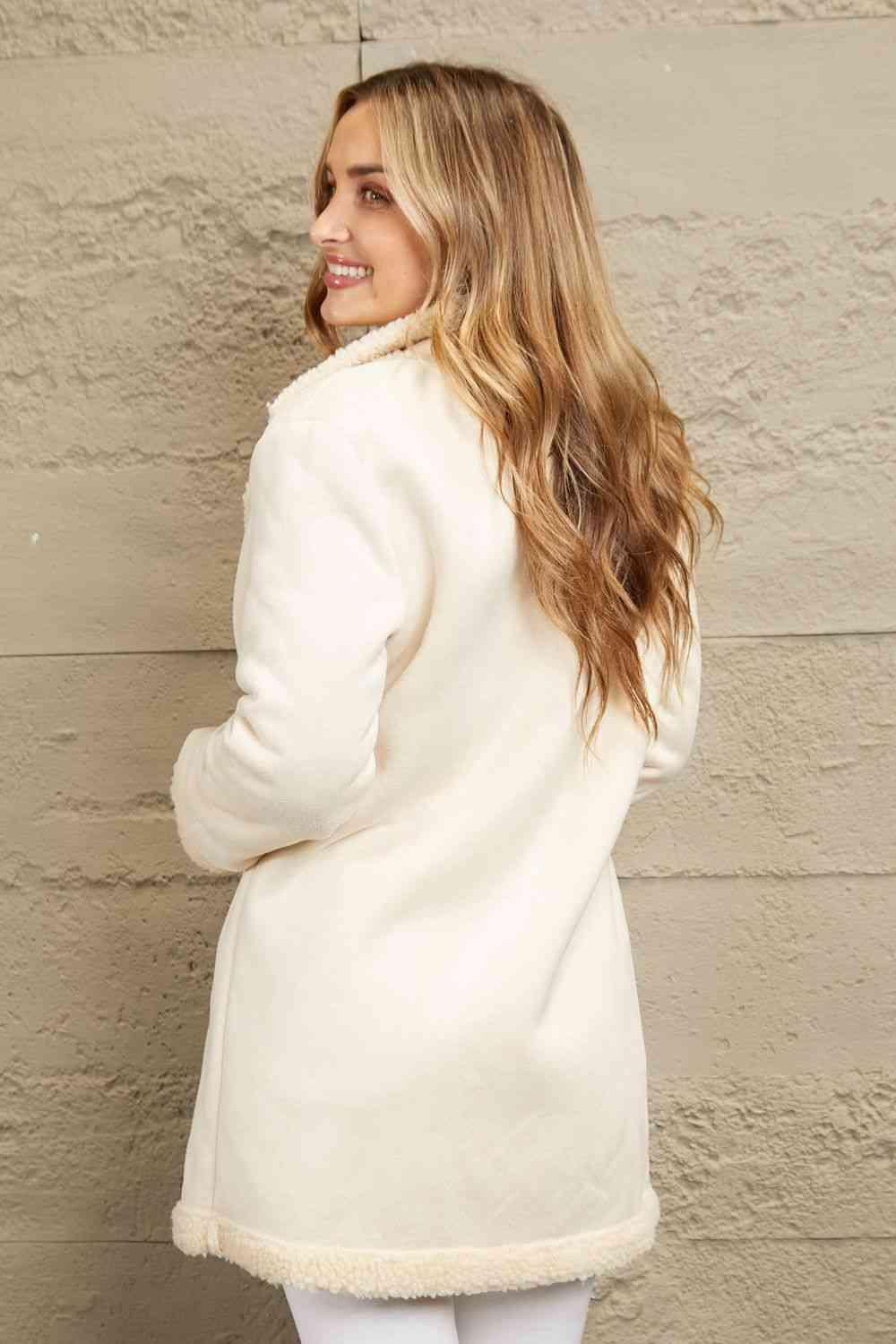 Impeccable Warmth Faux Fleece Lined Winter White Coat-MXSTUDIO.COM