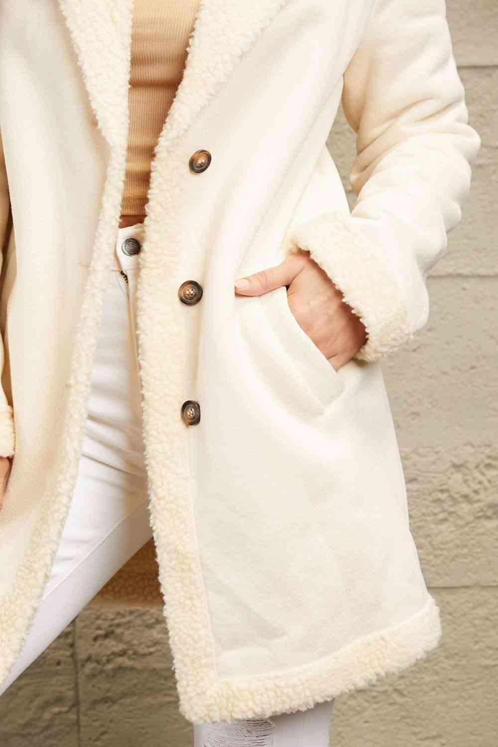 Impeccable Warmth Faux Fleece Lined Winter White Coat-MXSTUDIO.COM