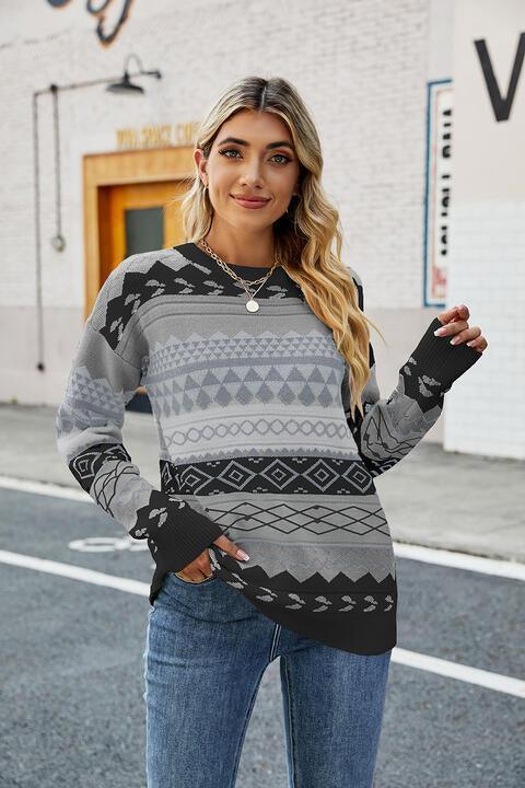 Impeccable Warmth Geometric Sweater - MXSTUDIO.COM