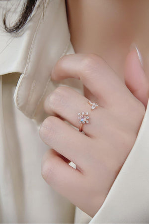 Imposing 18K Rose Gold-Plated Open Moonstone Ring - MXSTUDIO.COM