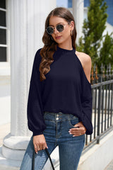 Impressive And Regal Long Sleeve Cold Shoulder Top - MXSTUDIO.COM