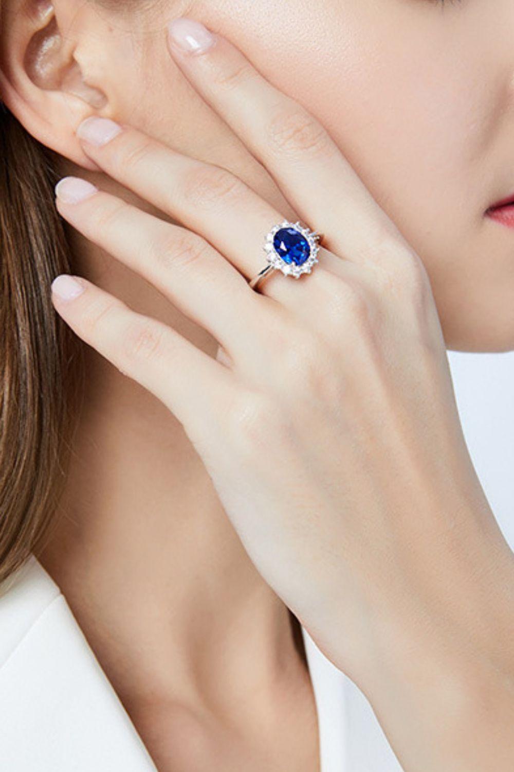 Impressive Blue Synthetic Sapphire 925 Sterling Silver Ring - MXSTUDIO.COM