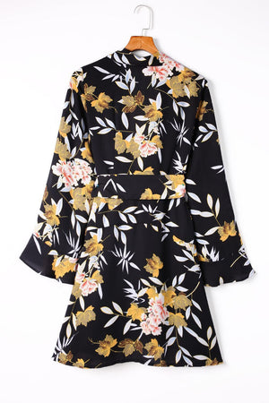 Impressive Floral Flare Sleeve Dress - MXSTUDIO.COM