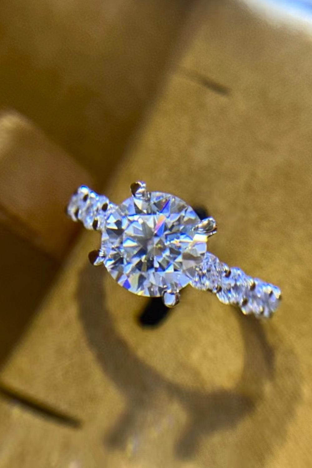 Impressive Platinum-Plated 2 Carat Moissanite Ring - MXSTUDIO.COM