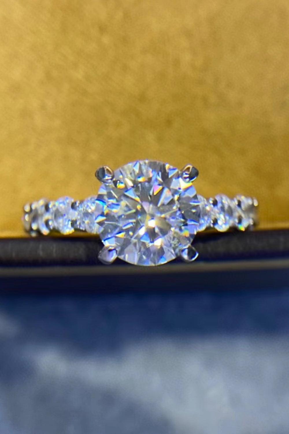 Impressive Platinum-Plated 2 Carat Moissanite Ring - MXSTUDIO.COM