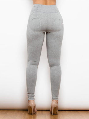 Impressive Zip Detail High Waisted Gray Leggings - MXSTUDIO.COM