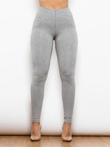 Impressive Zip Detail High Waisted Gray Leggings - MXSTUDIO.COM