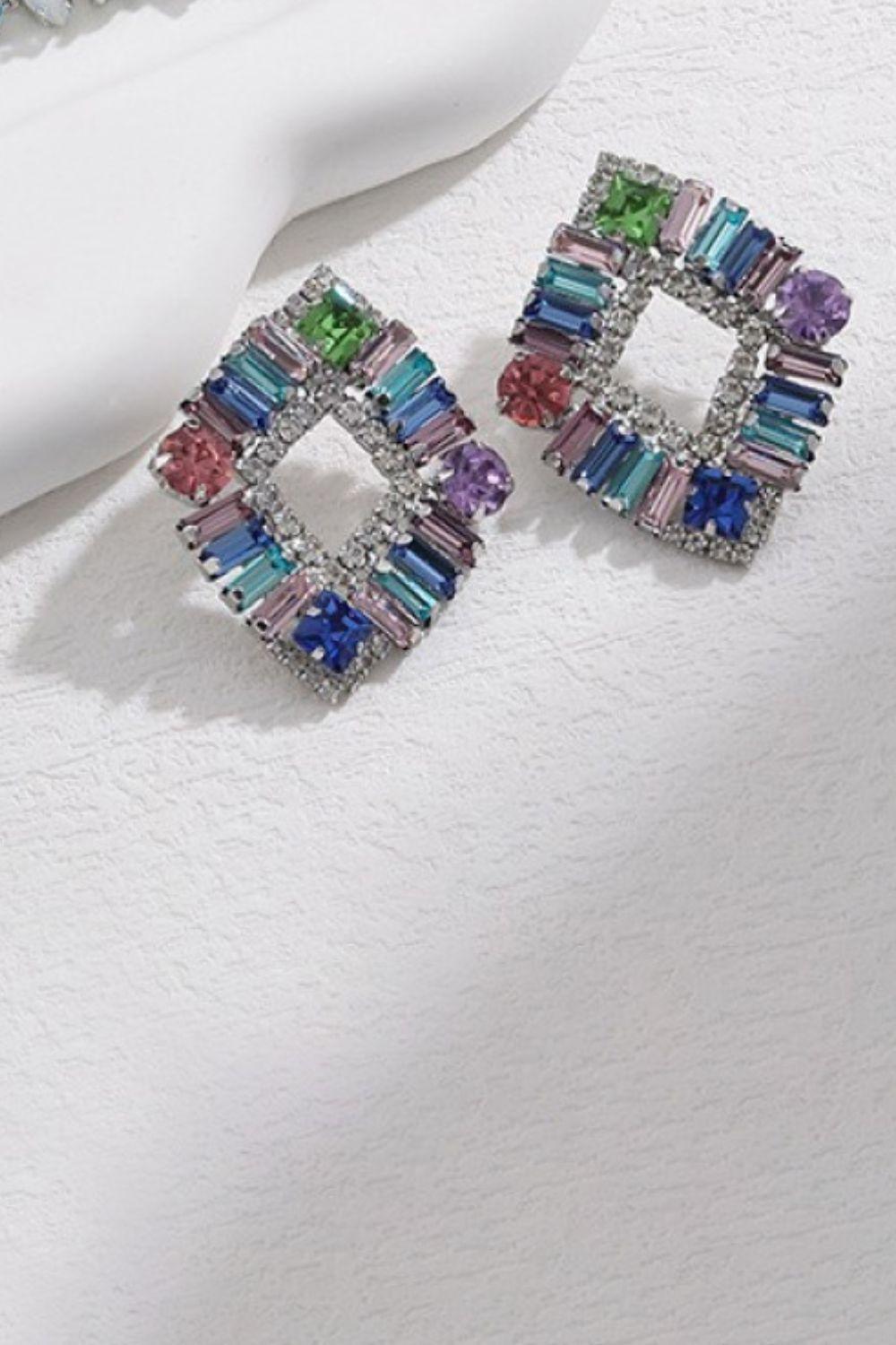 In Fashion Glass Stone Multicolor Earrings - MXSTUDIO.COM