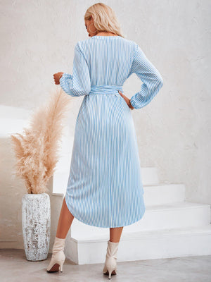 In Good Taste Long Sleeve Striped Midi Dress - MXSTUDIO.COM