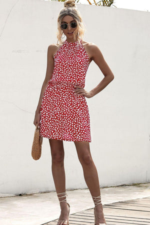 In Her Element Mock Neck Sleeveless Mini Dress - MXSTUDIO.COM