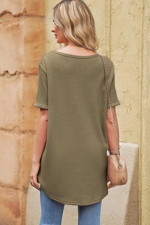 In Love Short Sleeve V Neck Tunic Top - MXSTUDIO.COM