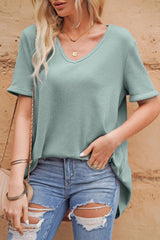 In Love Short Sleeve V Neck Tunic Top - MXSTUDIO.COM