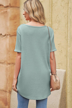 In Love Short Sleeve V Neck Tunic Top - MXSTUDIO.COM