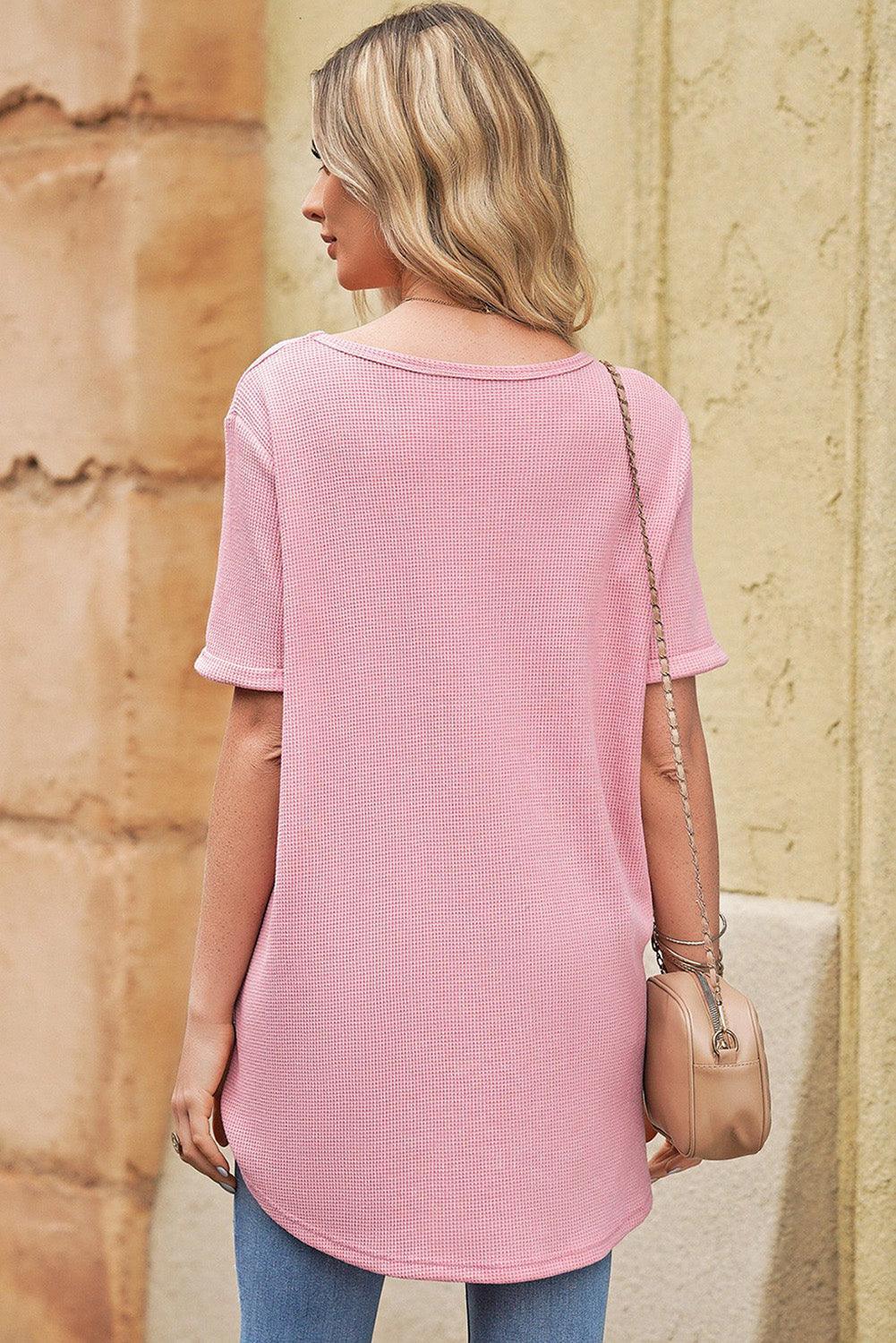 In Love Short Sleeve V Neck Tunic Top - MXSTUDIO.COM