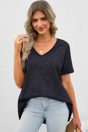 In Love Short Sleeve V Neck Tunic Top - MXSTUDIO.COM