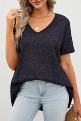 In Love Short Sleeve V Neck Tunic Top - MXSTUDIO.COM