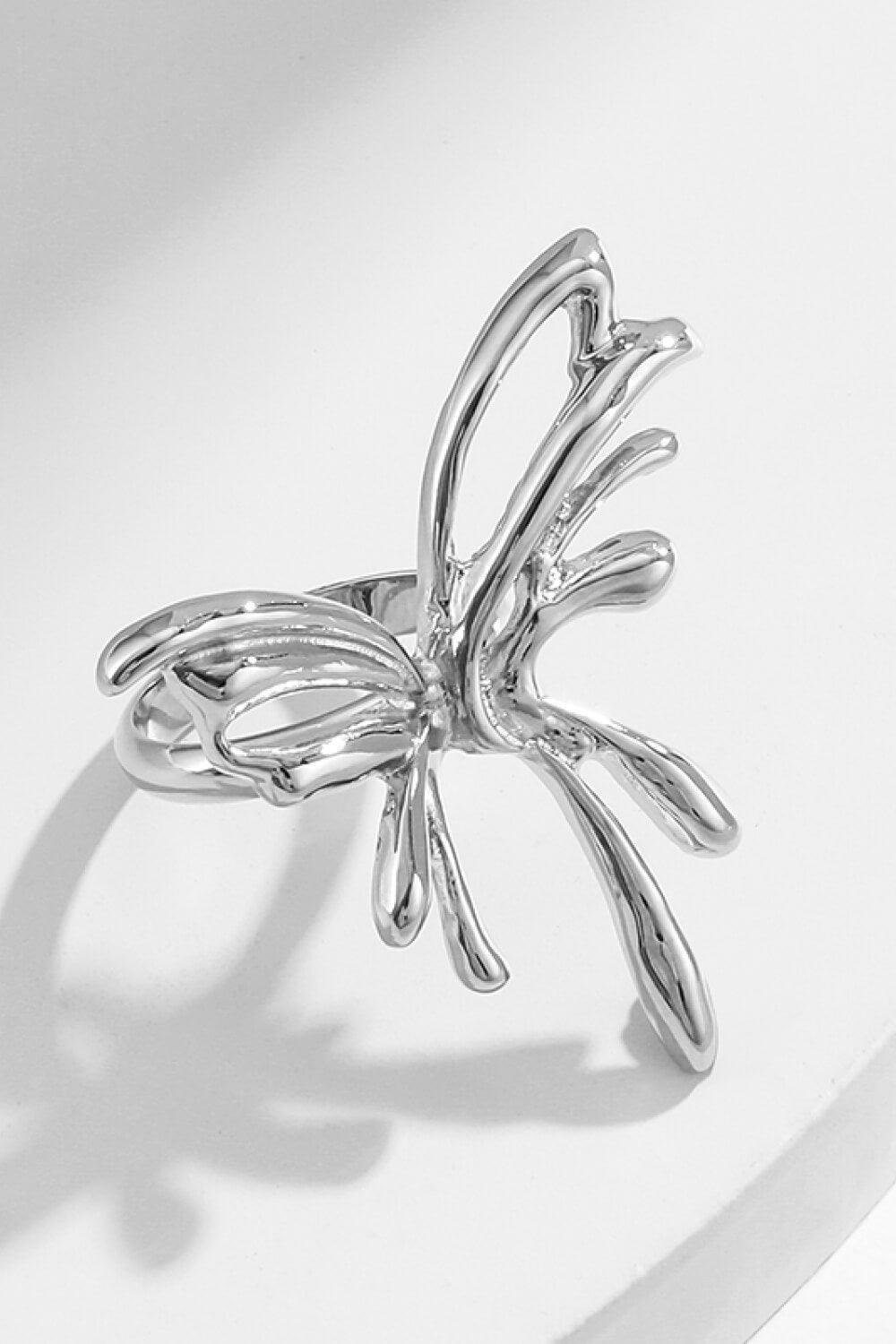 In My Thoughts Zinc Alloy Silver Butterfly Ring - MXSTUDIO.COM