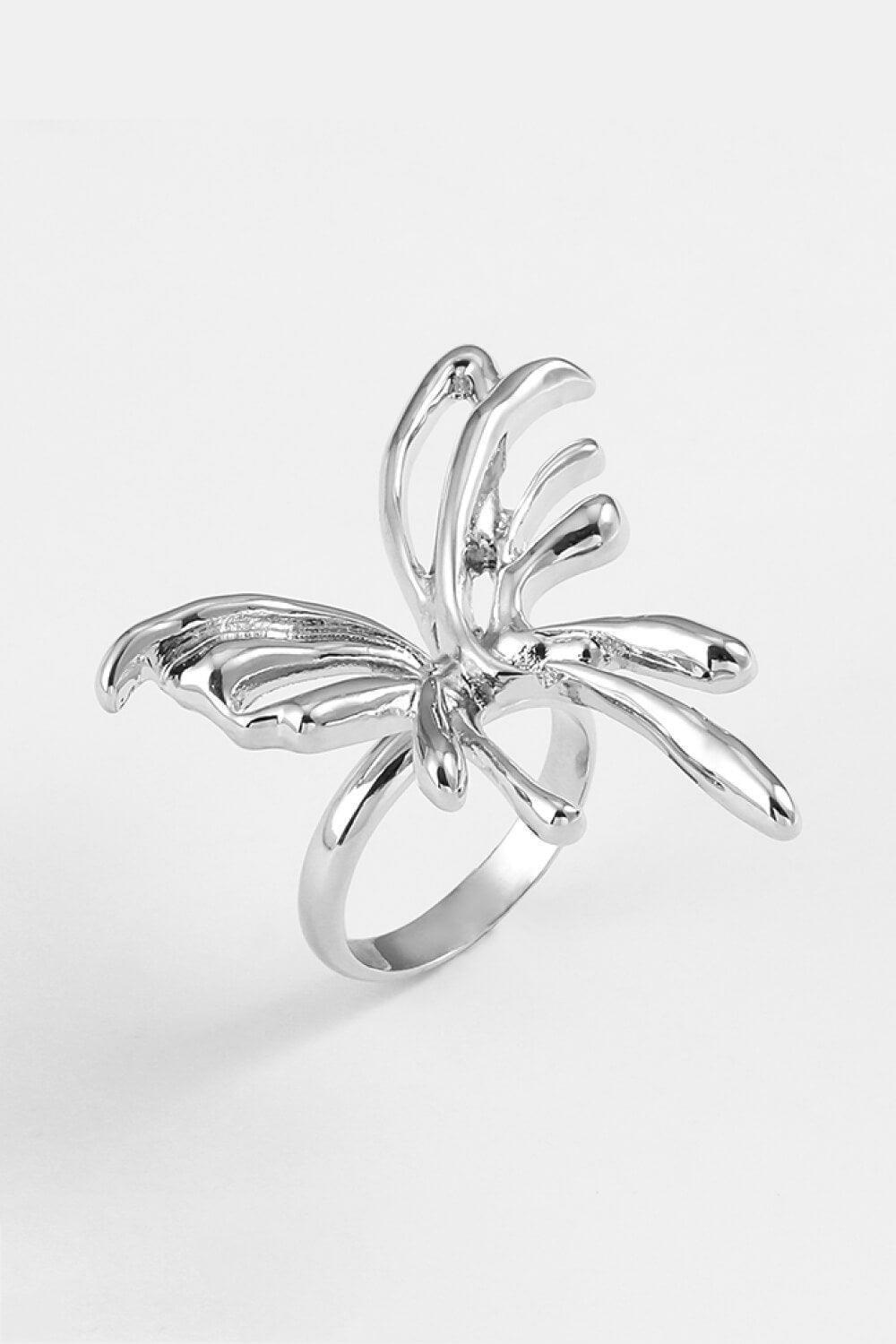 In My Thoughts Zinc Alloy Silver Butterfly Ring - MXSTUDIO.COM