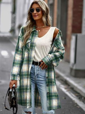 In Style Plaid Longline Jacket - MXSTUDIO.COM