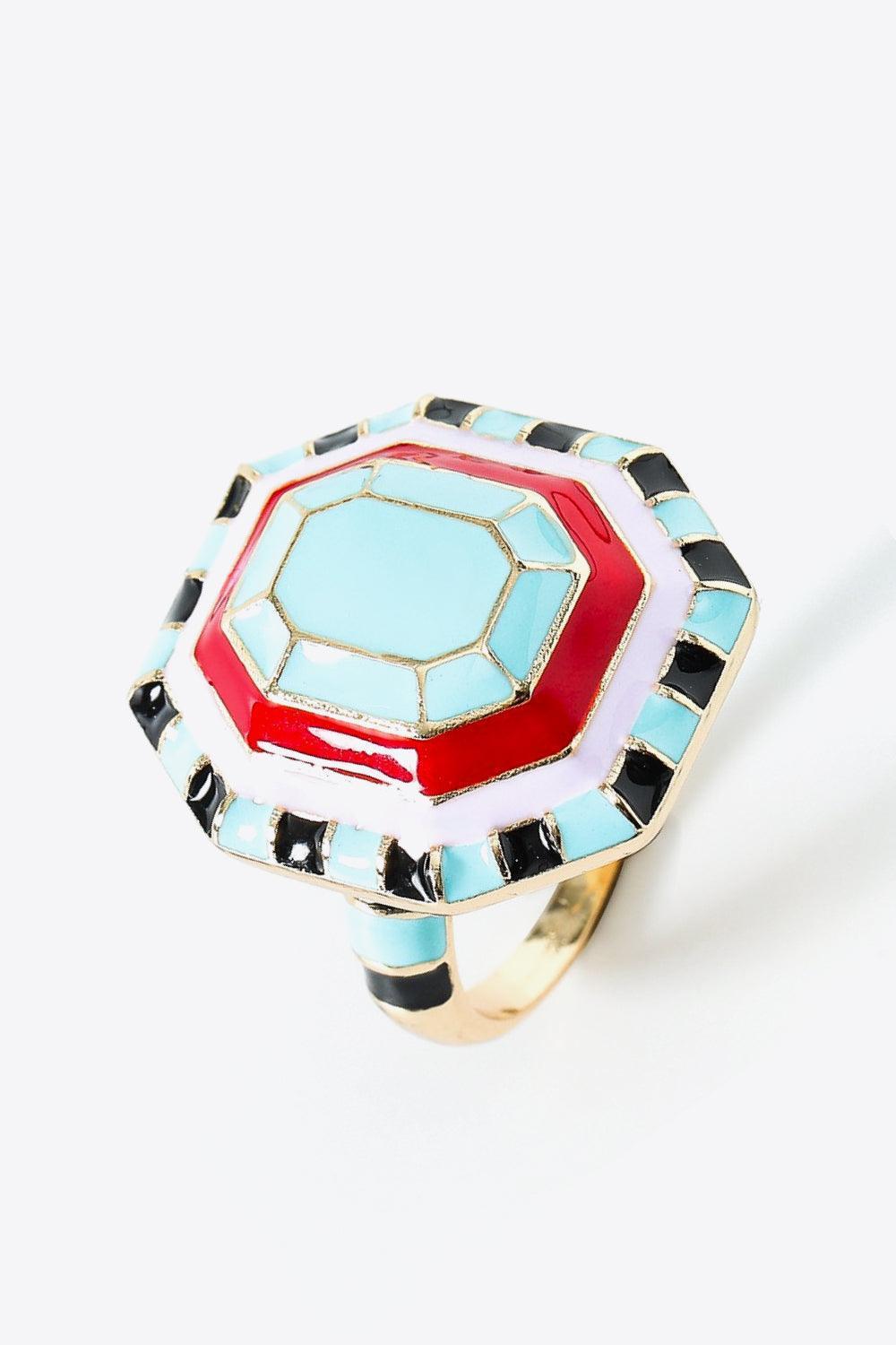 In Vogue 18K Gold Plated Multicolored Geometric Ring - MXSTUDIO.COM