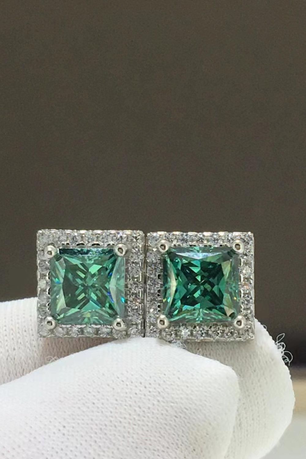 Incessant Wish 2 Carat Moissanite Square Stud Earrings - MXSTUDIO.COM