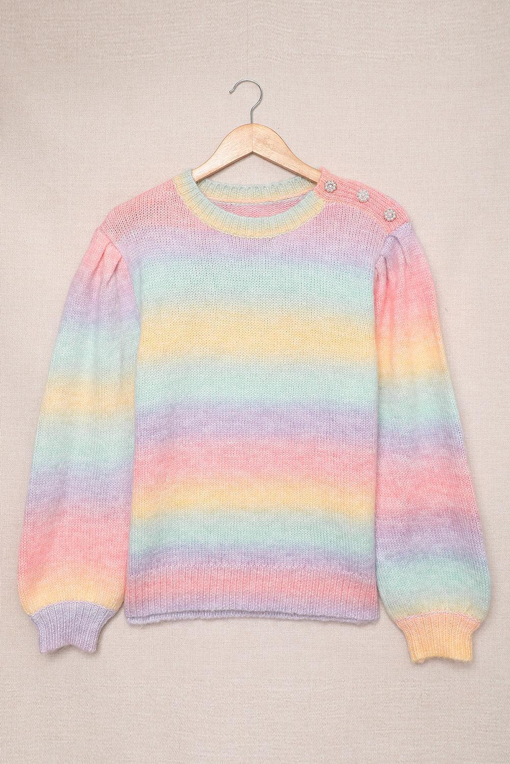 Inclusive Crew Neck Rainbow Striped Sweater - MXSTUDIO.COM