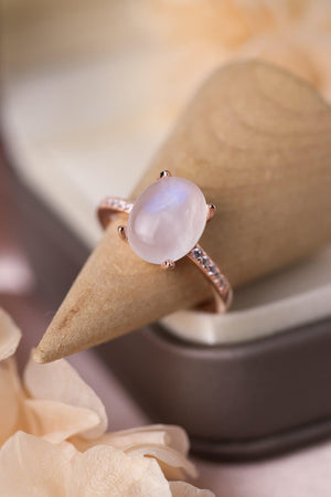 Incomparable Side Stone Sterling Silver Moonstone Ring - MXSTUDIO.COM