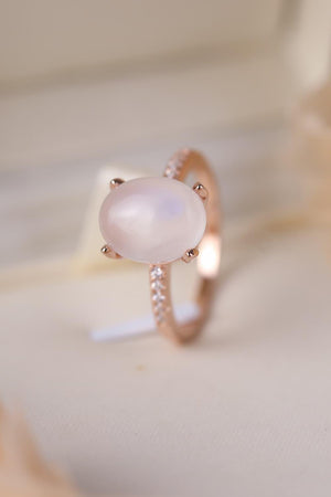 Incomparable Side Stone Sterling Silver Moonstone Ring - MXSTUDIO.COM