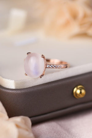 Incomparable Side Stone Sterling Silver Moonstone Ring - MXSTUDIO.COM