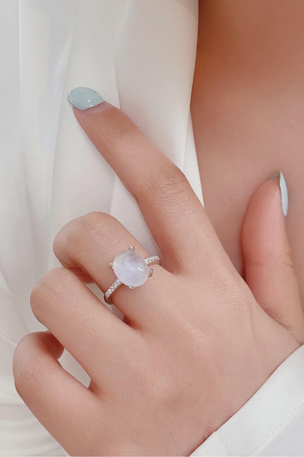 Incomparable Side Stone Sterling Silver Moonstone Ring - MXSTUDIO.COM