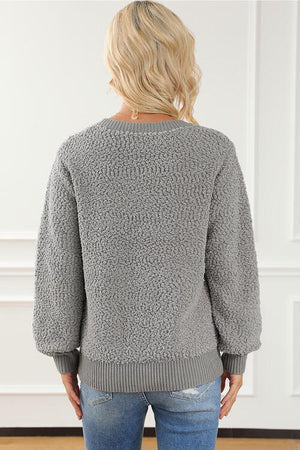Incomparable Warmth Gray Fuzzy Sweater-MXSTUDIO.COM