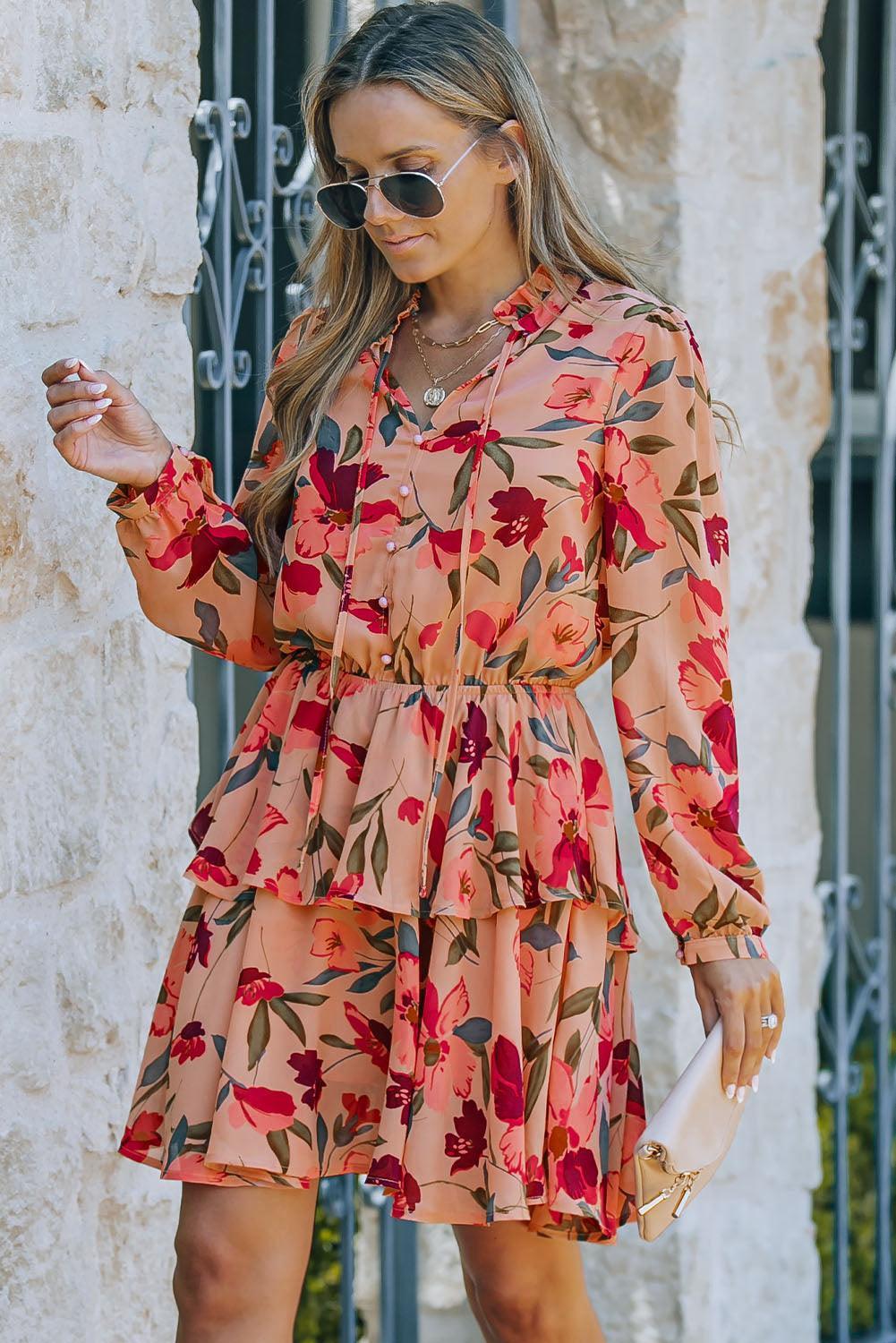 Incredible Life Floral Long Sleeve Mini Dress - MXSTUDIO.COM