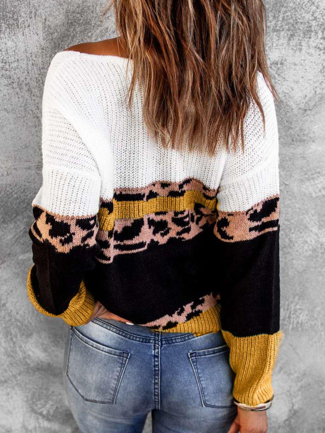 Incredible Rib-Knit Color Block V-Neck Sweater - MXSTUDIO.COM
