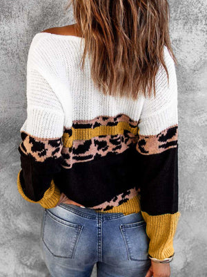 Incredible Rib-Knit Color Block V-Neck Sweater - MXSTUDIO.COM