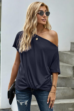 Incredible Short Sleeve One-Shoulder Blouse - MXSTUDIO.COM