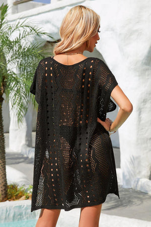 Incredibly Openwork Plunge Crochet Beach Cover Up - MXSTUDIO.COM