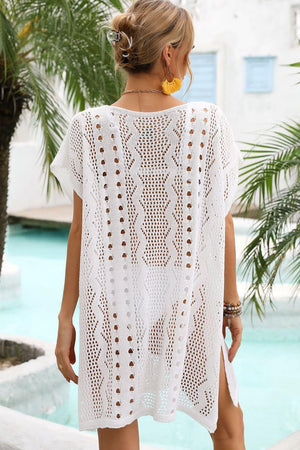 Incredibly Openwork Plunge Crochet Beach Cover Up - MXSTUDIO.COM