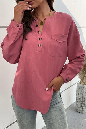 Independent Half Button Blouse - MXSTUDIO.COM