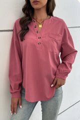 Independent Half Button Blouse - MXSTUDIO.COM