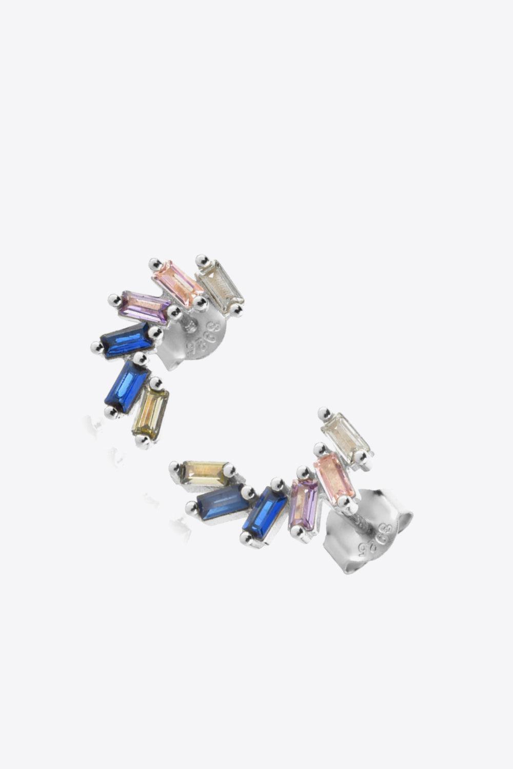 Indispensable Multicolored Zircon 925 Sterling Silver Earrings - MXSTUDIO.COM