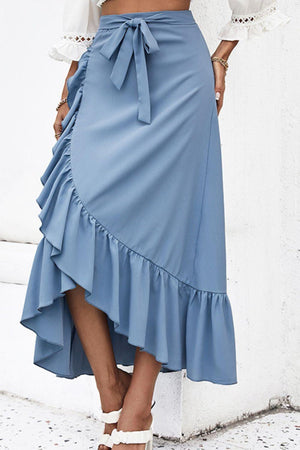 Infinite Elegance Ruffle Asymmetrical Hem Skirt - MXSTUDIO.COM