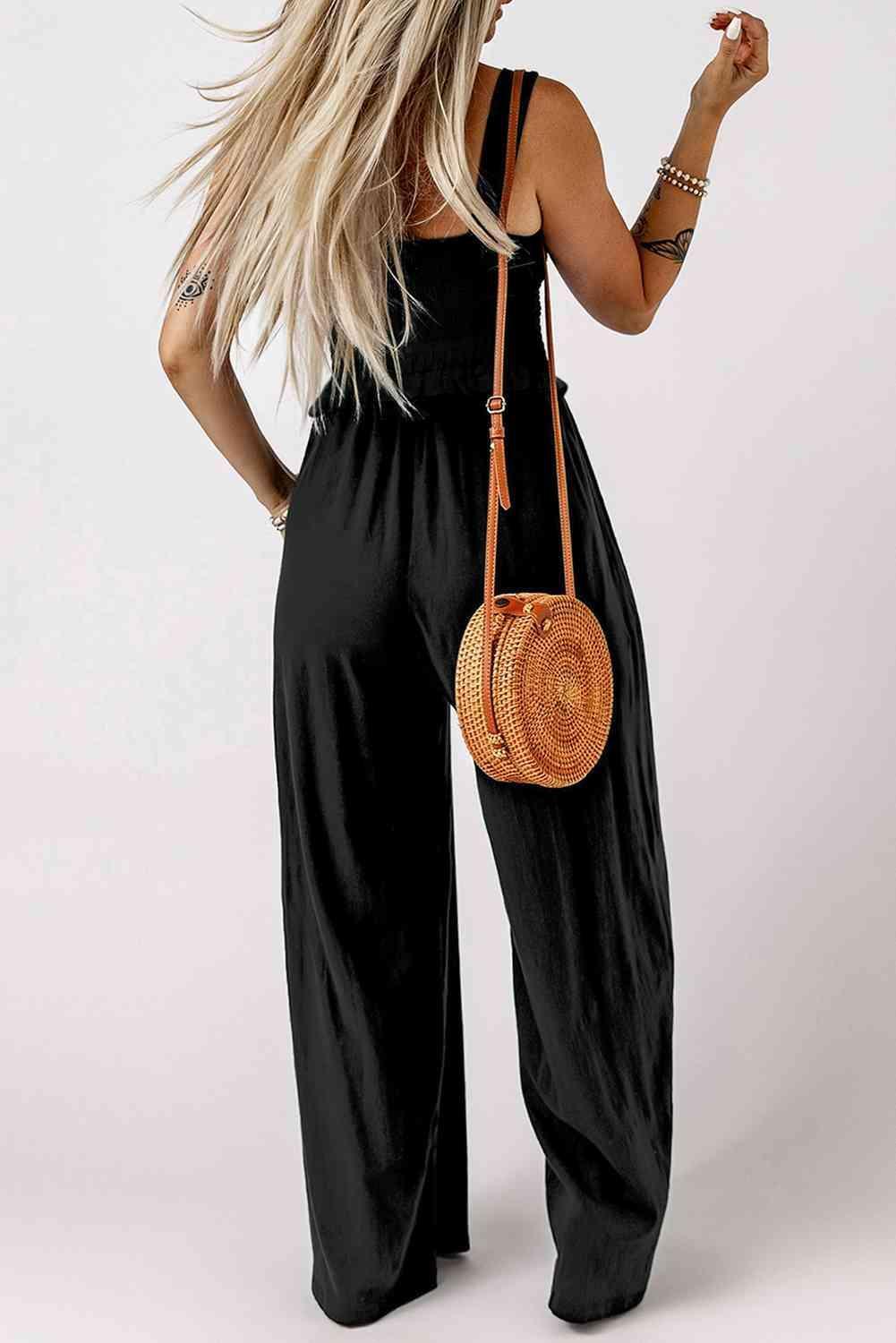 Infinite Summer Black Crop Top and Wide Leg Pants Set - MXSTUDIO.COM