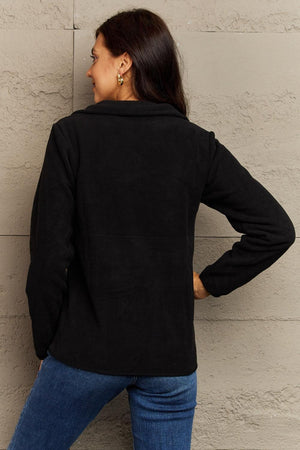 Infinite Warmth Pocketed Black Zip Up Jacket - MXSTUDIO.COM