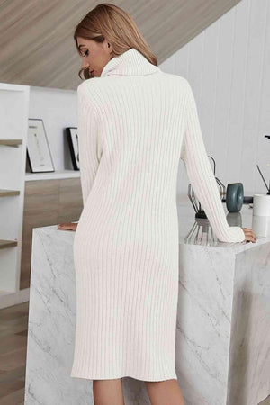 Infinitely Chic And Cozy Turtleneck Sweater Dress - MXSTUDIO.COM