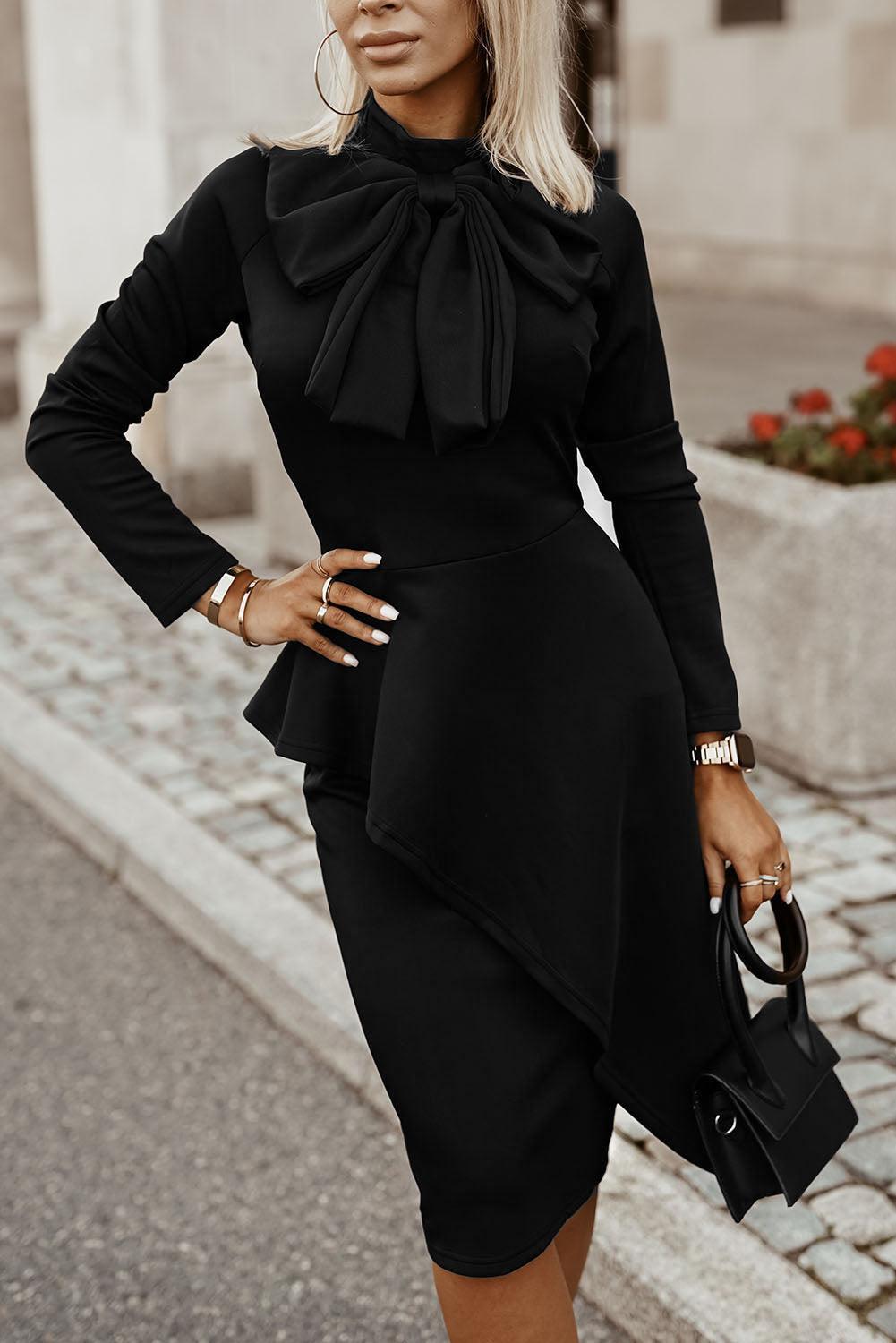 Infinitely Chic Midi Long Sleeve Mock Neck Dress - MXSTUDIO.COM