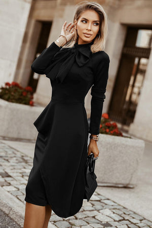 Infinitely Chic Midi Long Sleeve Mock Neck Dress - MXSTUDIO.COM