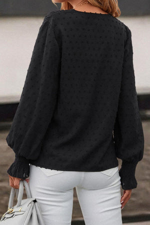 Infinitely Chic Swiss Dot Black Long Sleeve Blouse - MXSTUDIO.COM