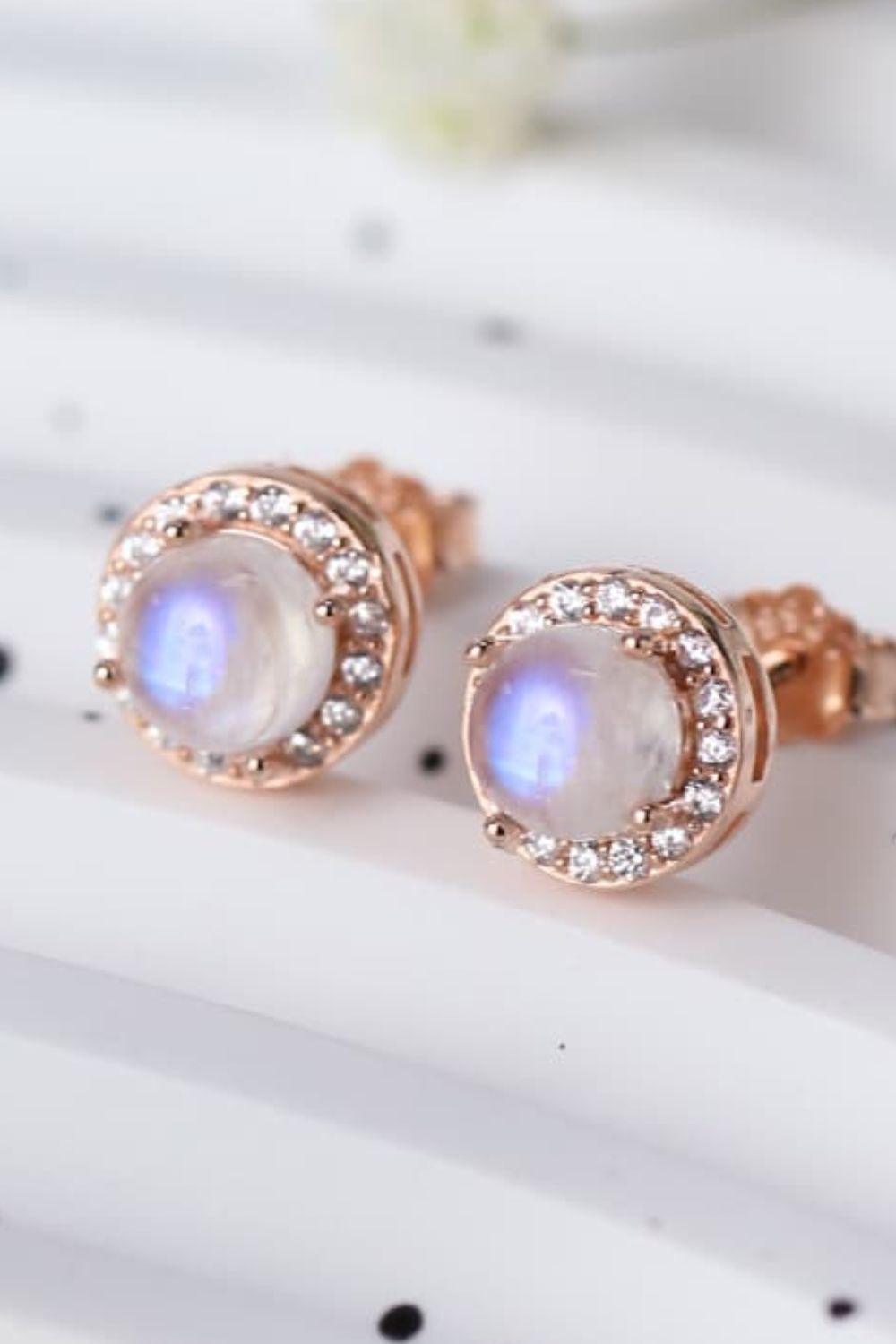 Infuse Delight Sterling Sliver Moonstone Stud Earrings - MXSTUDIO.COM