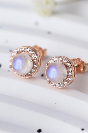 Infuse Delight Sterling Sliver Moonstone Stud Earrings - MXSTUDIO.COM